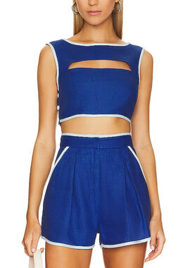 Matthew Bruch Bound Blue Cutout Crop Top Size 3